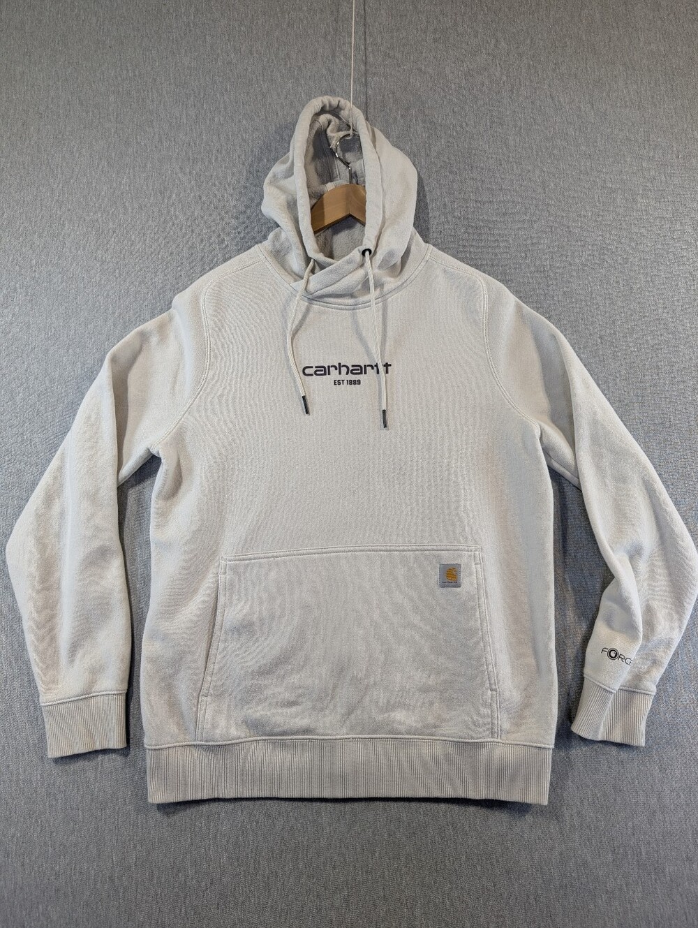 Carhartt Force Relaxed Fit Logo Hoodie Women's Large Cream Moisture Wicking - Picture 2 of 12